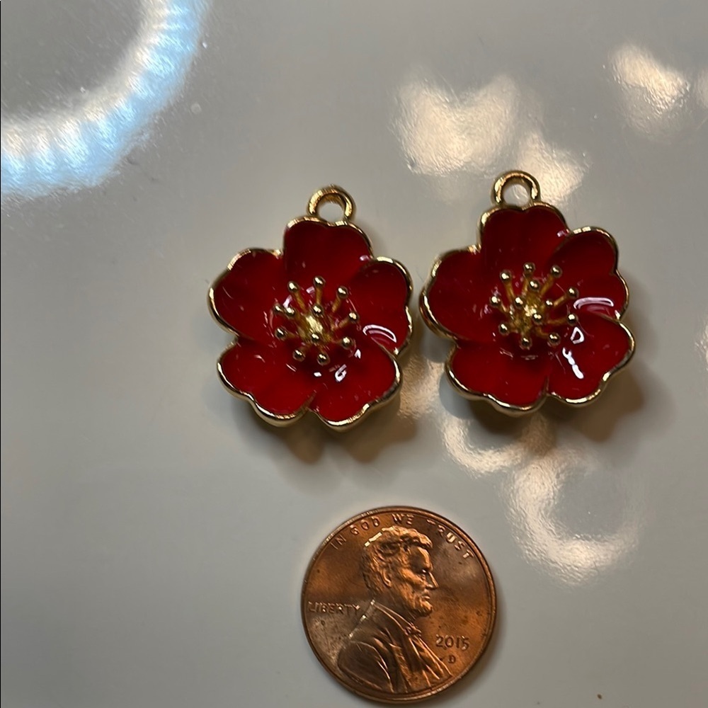 Red and Gold Floral Charms set